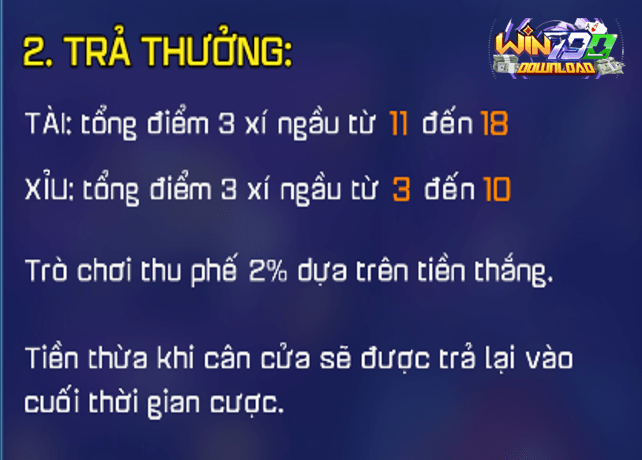 Trả thưởng tại của game tài xỉu WIN79