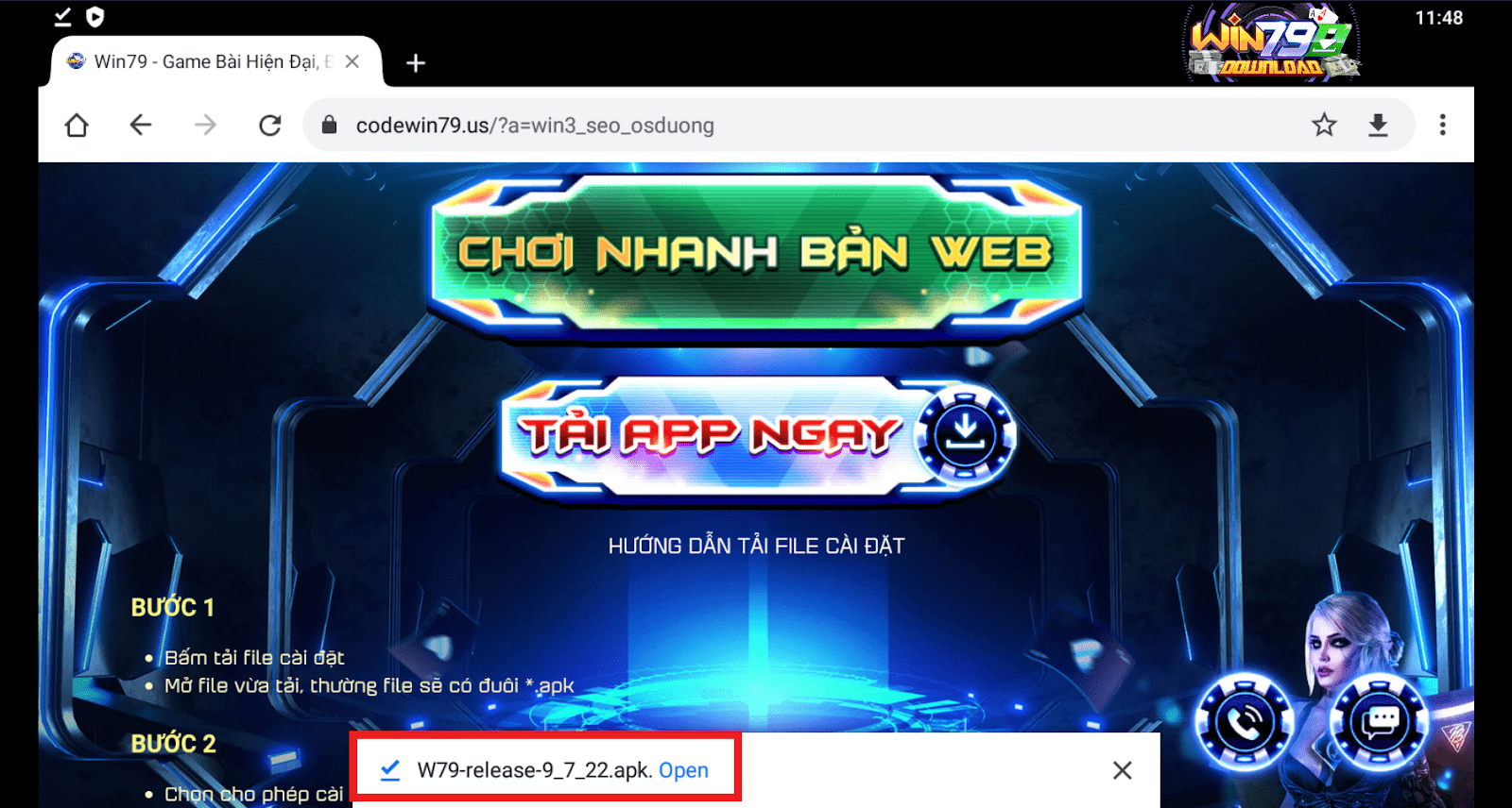 Tải app WIN79 hướng dẫn cụ thể trên hình